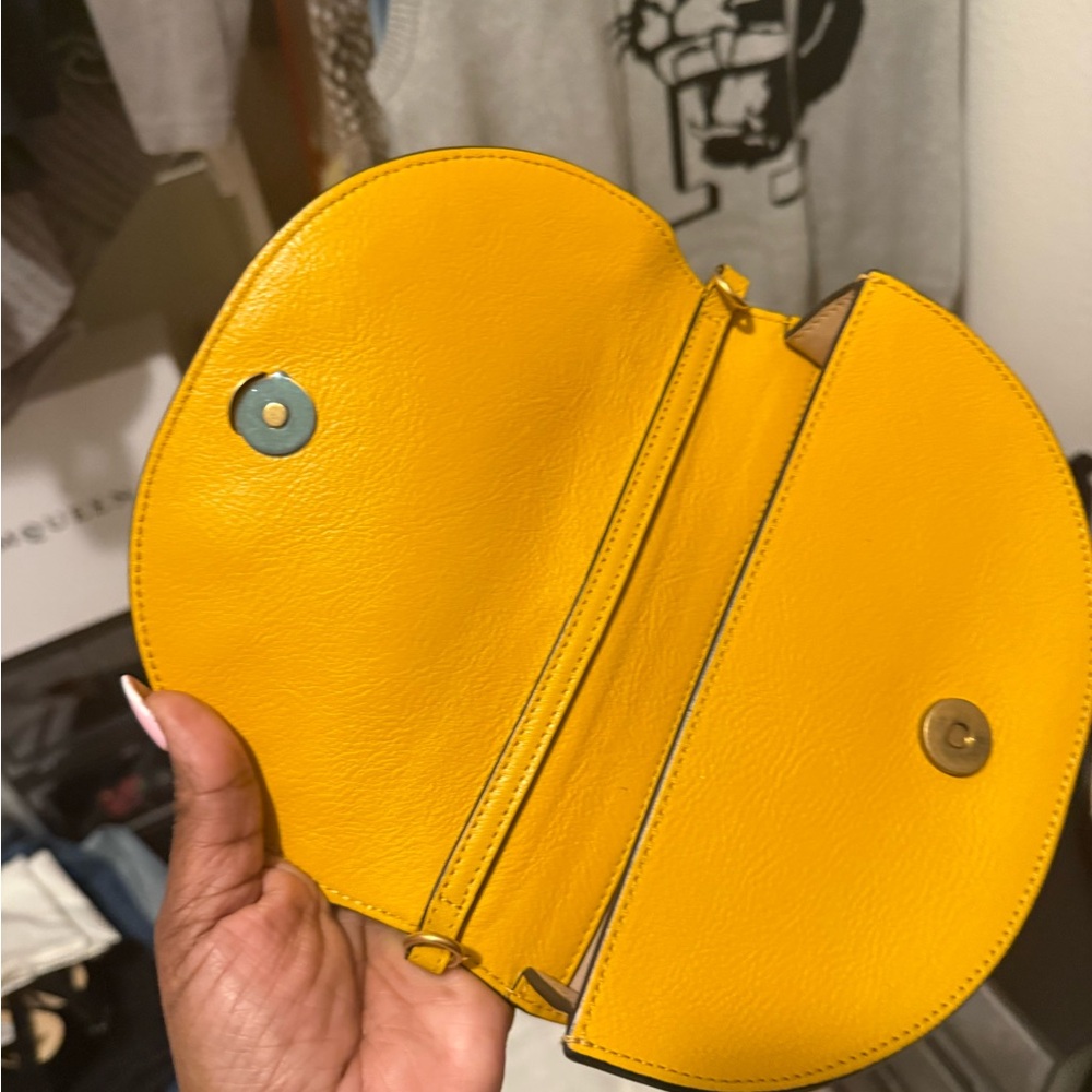 Celine Yellow Leather Wristlet with Gold Accents - Picture 5 of 8